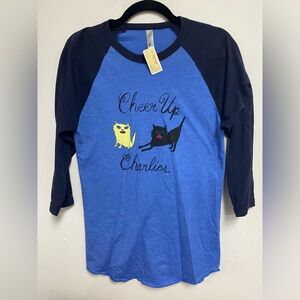 Cute 3/4 sleeve “Cheer up Charlie’s” shirt. Size Small